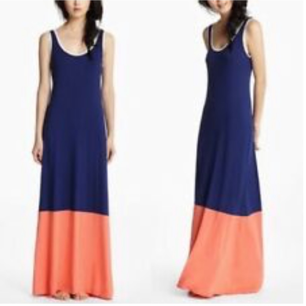 Bordeaux Colorblock Maxi Dress Navy/Orange M